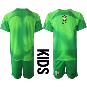 Brazílie Brankářské Dětské Venkovní dres komplet MS 2022 Krátký Rukáv (+ trenýrky)